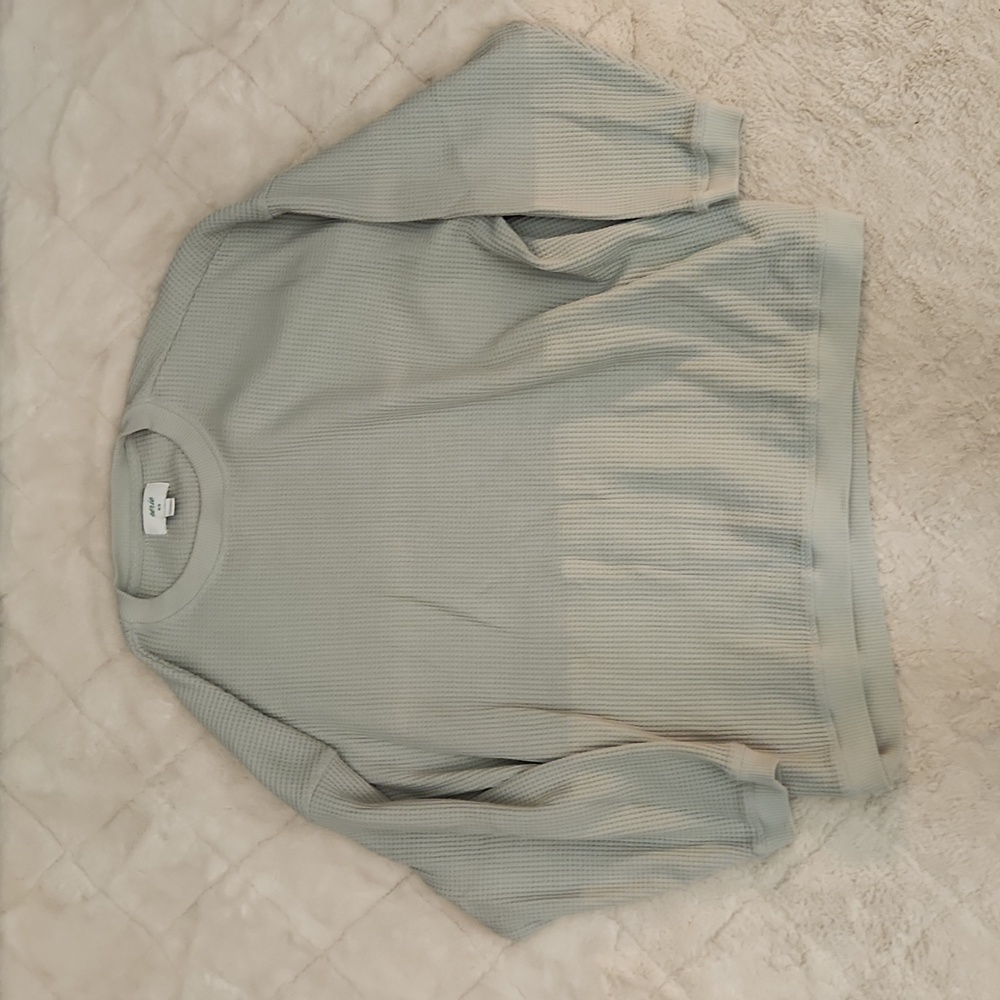 Aerie Gray Waffle Knit Sweatshirt